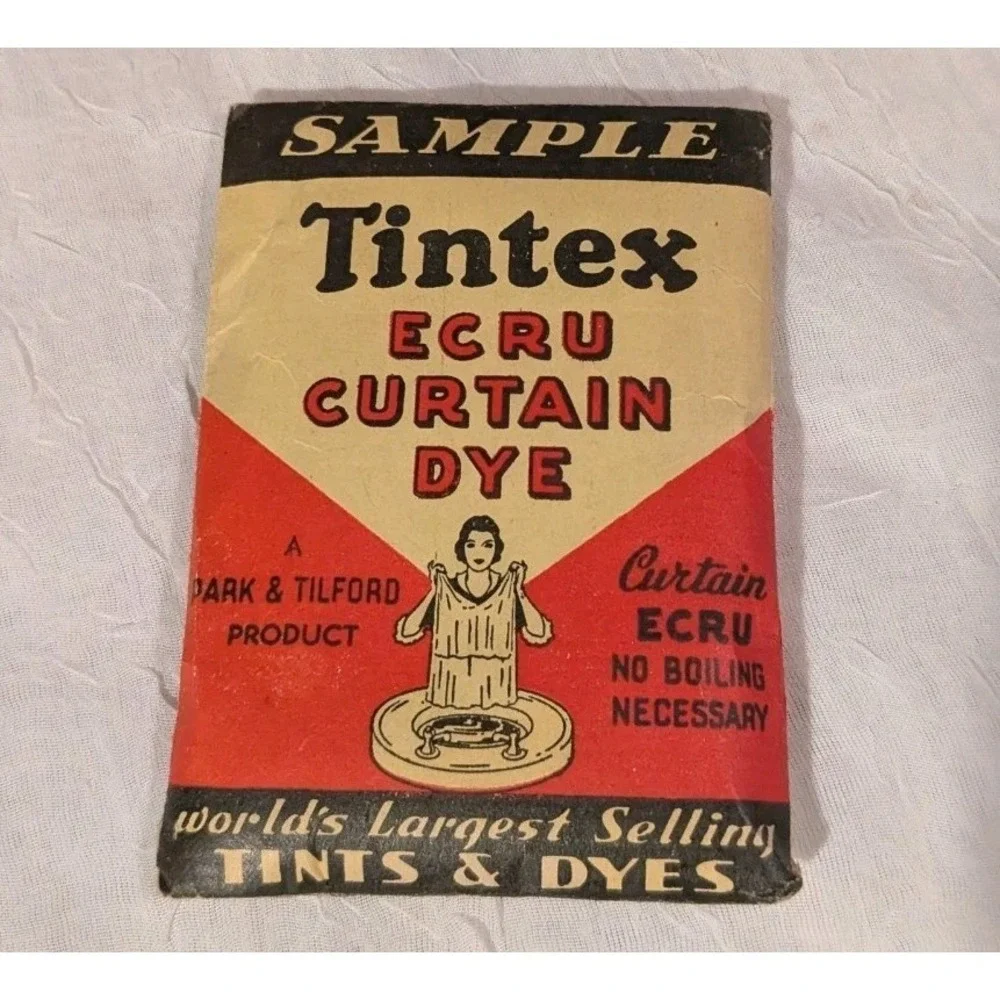 Vtg Tintex Ecru Curtain Dye Sample Envelope Park & Tilford 1950s Ephemera USA